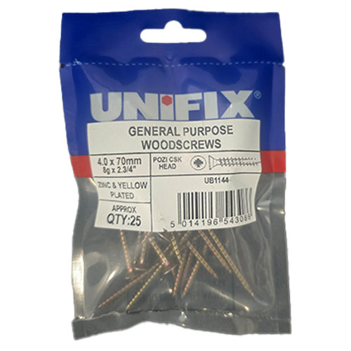 General Purpose Woodscrew 4.0 x 70mm (Pack 25)