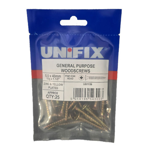 General Purpose Woodscrew 5.0 x 40mm (Pack 25)